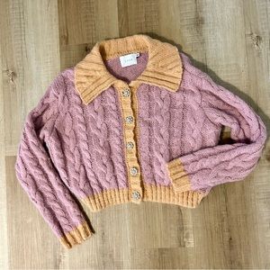 Pink & orange lush bradie crop sweater